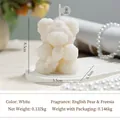 White rose textured bear candle with bow, elegant decorative scented wax for gifts - Small Bouquet Rose Bear / White / English Pear & Freesia