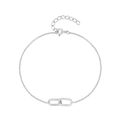 Detail of silver chain bracelet with lobster clasp, extender chain and sparkling zircon - 925 Silver / Silver-Interlocking Double Ring Zircon