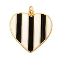 Herzanhänger in Gold mit schwarz-weißen Streifen für DIY-Schmuckherstellung - L196081-Schwarzes Streifenherz
