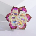 Elegante spilla a fiore in cristallo viola con petali a doppio strato e finitura - Rosa Rosso
