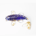 Blue crystal resin fish ornament with gold leaf accents on a clean white background - Blue Glass