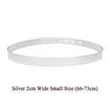 Cintura a specchio in metallo argento 2cm da donna regolabile, taglia S 66-73cm - Larghezza 2cm/Taglia S (66-73cm) / Argento