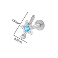 Titanium star stud with blue zircon center and clear accents, 1.01cm size dimension - Blue Star Style (T2534-2#) / Silver