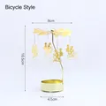 Golden spinning candle holder with bicycle charms for home decoration and romantic gifts - Bicycle Style / Gold