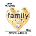Gold double heart charm with family engraving and zircon for DIY modular bracelet - Gold Heart Rhinestone-family