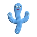 Sky blue cactus-shaped silicone baby teether with funny face and textured massage nubs - Cactus / Blue