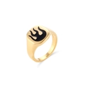 Anello quadrato in acciaio inossidabile placcato oro 18K con motivo a fiamma nera - US 6 / Nero
