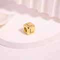 Gold plated 9mm letter L square bead charm with micro-pave cubic zirconia crystals - Letter L