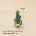 Miniature green Christmas tree with gold star topper and wooden base 11cm height - No.63 - 11cm Green/Gold Mini Christmas Tree