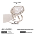 Irregular pearl stainless steel ring in silver finish, waterproof and hypoallergenic - Silver Baroque Pearl Style (JDR2404033-S)