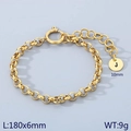 18k gold plated stainless steel rolo chain bracelet featuring a letter J pendant - Gold - Letter J (KB186373-Z)