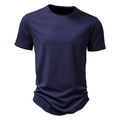 Marineblaues Herren-T-Shirt aus Baumwolle mit Rundhalsausschnitt im Basic-Stil - M / Marineblau
