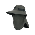 Cappello da sole outdoor verde oliva scuro con tesa larga, maschera e protezione collo - Verde Militare