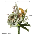 Handmade vintage light green faux rose boutonniere with dimensions of 9cm by 14cm - Corsage / Green