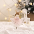 Ornamento natalizio ballerina con gonna di paillettes rosa e corna dorate - Stile Rosa-Con Stella / Rosa