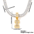 Gold letter I pendant necklace with sparkling tennis chain and detailed dimensions - Letter I