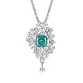 Collana in argento sterling S925 con ciondolo smeraldo quadrato e grappolo di zirconi bianchi - FDDZ-021 Blu Paraiba