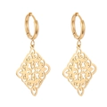 Bohemian gouden roestvrijstalen oorringen met geometrische ruitvormige dromenvanger hangers - Ruit Mandala Stijl (KE109295-MW)