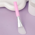Silicone face mask brush with pink plastic handle and translucent soft white applicator - Slanted Tail Style G / Pink