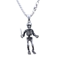Punk style stainless steel skeleton warrior necklace with dagger in retro silver finish - Steel Color Pendant (Without Chain) (B0502)