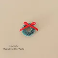 Miniature Christmas wreath with red bow for dollhouse decor, size 2.9cm by 1.2cm - No.71 - 2.9cm Simulated Mini Christmas Wreath