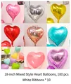 18-inch heart-shaped foil balloons in metallic colors for romantic wedding party decor - 18 Inch Heart Multi-color Mixed (100PCS)
