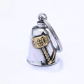 Ciondolo a campana in acciaio inossidabile argento con motivo dorato martello di Thor - Bicolore Oro (Pendente + Portachiavi) (GBK-032)
