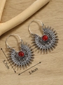 Bohemian vintage silver earrings with red turquoise inlay showing 5.7cm x 3.4cm size - Silver FX729 With Turquoise
