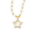 Minimalist pearl necklace with a gold star mama pendant and sparkling zircon stones - Style B-Mama Star Pendant