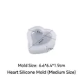 Molde de silicona corazón translúcido para resina de 6,6x6,4x1,9cm para artesanía DIY - Corazón Mediano