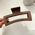 Brown matte rectangular hair claw clip for elegant updo hairstyles in large size - Matte Square Brown-13cm