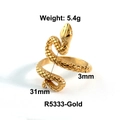 Goldener Schlangenring aus Edelstahl mit detaillierter Diamantschuppen-Textur - US 6 / Schlangenstil / Gold