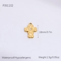 Waterproof gold plated stainless steel cross pendant with zircon stone and heart detail - PJ91102 Petal Cross