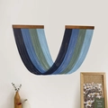 Modern gradient blue fringe wall hanging with wooden accents in Bohemian style - 50*200cm / Blue