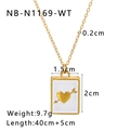 Gold-tone stainless steel book pendant necklace with white enamel and heart design - White Arrow Through Heart (NB-E1169-WT) / 18K Gold
