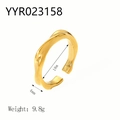 Anillo entrelazado de acero inoxidable bañado en oro de 18K con 4mm de ancho y 18mm de diámetro - Estilo de Onda Minimalista (YYR023158)