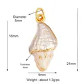 Pendentif en forme de coquillage doré avec émail blanc et dimensions pour la bijouterie - K587586-White Conch