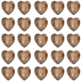 Brown and cream heart shaped natural crystal stone pendants set in 5x5 grid - 15x15x6mm / Red Network Jasper