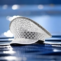Cappello da capitano bianco scintillante con paillettes e strass su fondo acqua - Regolabile / Strass Quadrato Argento