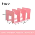 Morandi pink 3-compartment acrylic bookend for desk organization measuring 244x134x130mm - Morandi Pink [Extra Long & Thick] 3-Slot Bookend