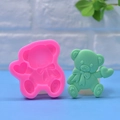 Bear silicone mold with heart and bowtie for DIY cake, soap and candle making crafts - Love Heart Bear Style