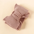 Elastic baby headband with a large knitted bow in soft dusty pink yarn finish - Dusty Pink