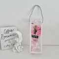 Pink soap flower bouquet in clear PVC gift box with elegant white handle and ribbon - Rose Pink With Gift Box