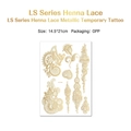 Metallic gold henna lace tattoo sticker with mandala designs 14.5x21cm size - Henna Lace Gold Pattern Style (LS-004)