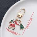 Llavero de Papá Noel y árbol de Navidad en esmalte dorado con medidas incluidas - ER831-Esmalte Papá Noel Árbol de Navidad Llavero en Forma de U