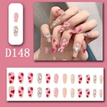 Roze plaknagels met 3D-konijn, hart-steentjes en zilveren glitters lange kistvorm - Roze 3D Konijn Strass (D148) / 24 Stuks/Set