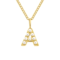 Elegant gold letter A pendant necklace with white pearls, stainless steel jewelry - Letter A Style / Gold