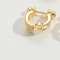 Minimalist U-shaped gold nose stud with zircon inlay for a vintage style look - Evil Eye Style