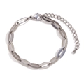 Polished silver stainless steel long link chain bracelet with adjustable lobster clasp - Minimalist Lip Chain (Steel) / Steel