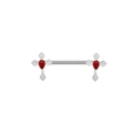 Dettaglio piercing per capezzoli in argento con gemme rosse e design a forma di croce - Croce d'Argento Strass Rosso (24020501-3)